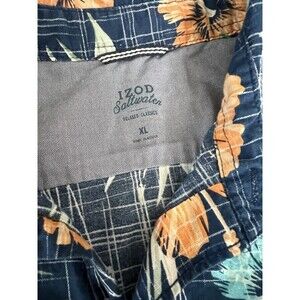 IZOD Saltwater Polo Shirt Mens XL Blue Floral Tropical